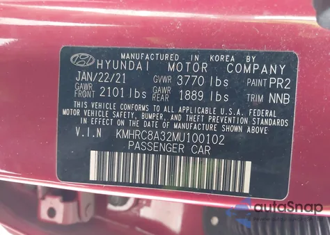 2021 Hyundai Venue Sel from USA, damaged, VIN KMHRC8A32MU100102